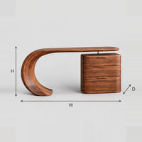 Curved Base Makeup Vanity With Three Drawers And Slim Top dimension diagram with width, height and depth