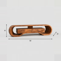 Curved Loop TV Stand With Wave Carved Center Box dimension diagram with width, height and depth