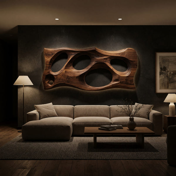 Cutout Slab Wall Art with Three Carved Oval Openings