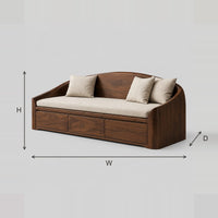 Daybed Style Sofa With Arched Back And Three Panel Front dimension diagram with width, height and depth