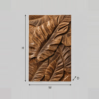 Deep Carved Tropical Leaf Relief Wall Art Panel dimension diagram with width and height