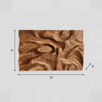 Deep Carved Wood Wall Art With Oval Eye And Flowing Swirls dimension diagram with width and height