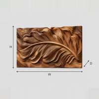 Deep Relief Wall Art With A Sweeping Feather Form dimension diagram with width and height
