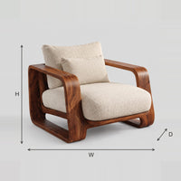 Deep Seat Chair With Thick Looped Wood Side Frames dimension diagram with width, height and depth