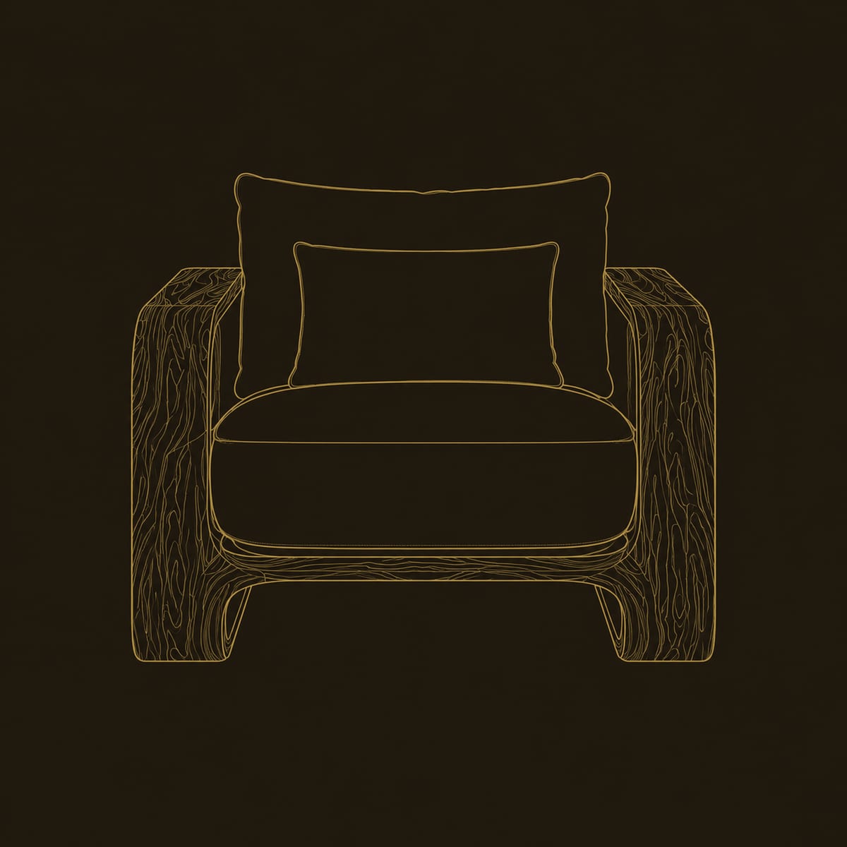Deep Seat Chair With Thick Looped Wood Side Frames dimension diagram