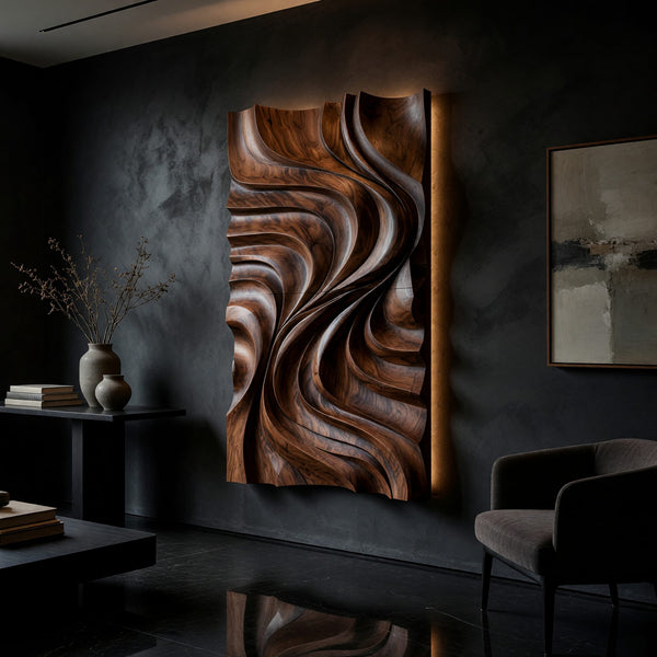 Deep Swirl Wall Panel in Tall Solid Hardwood