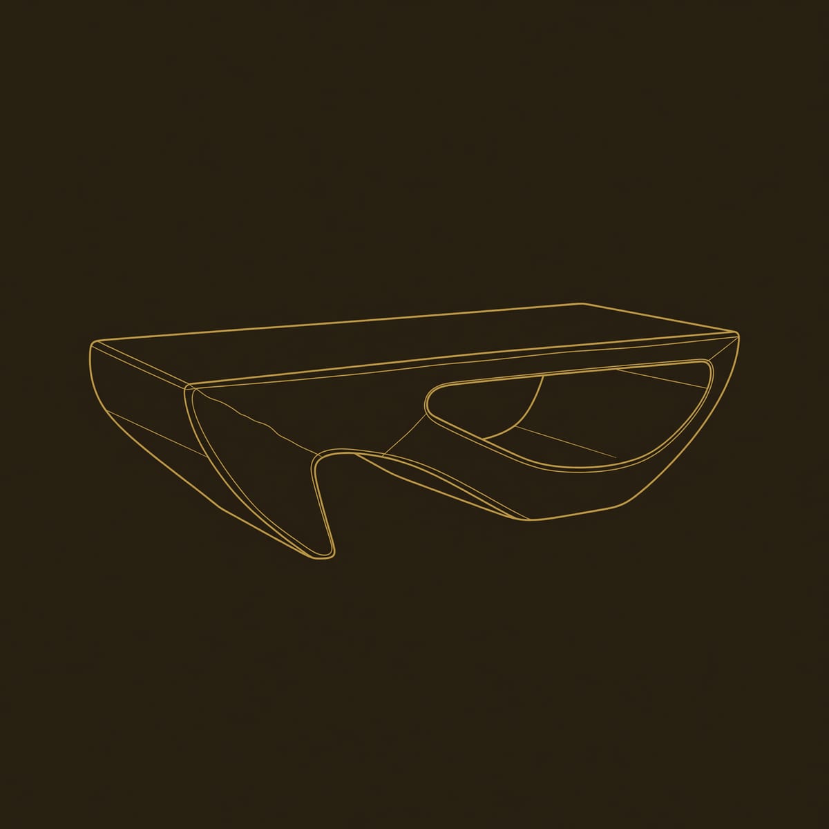 Deep U Coffee Table with an Open Hollow Shelf dimension diagram