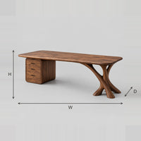 Desk With Forked Limb Leg And Three Drawer Pedestal dimension diagram with width, height and depth