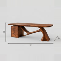 Desk With Swooping Single Leg And Stacked Drawer Block dimension diagram with width, height and depth