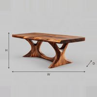 Dining Table With Branching Legs And A Wavy Edged Top dimension diagram with width, height and depth