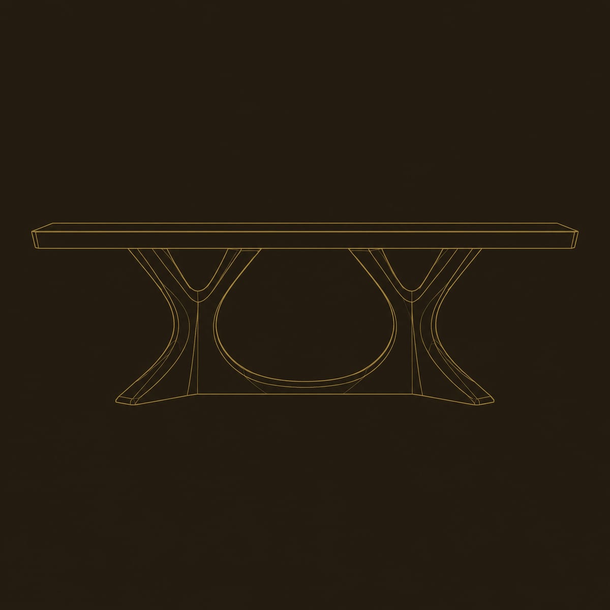 Dining Table With Branching Legs And A Wavy Edged Top dimension diagram