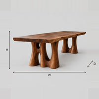 Dining Table With Carved Trunk Legs And Arched Openings dimension diagram with width, height and depth