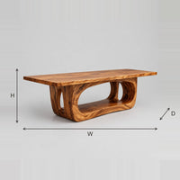 Dining Table With Hollowed Oval Base And Thick Slab Top dimension diagram with width, height and depth