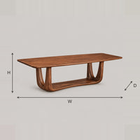 Dining Table With Open U Frame Base And Softly Shaped Top dimension diagram with width, height and depth