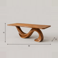 Dining Table With Sweeping S Curl Base And Slab Top dimension diagram with width, height and depth