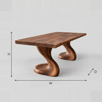 Dining Table With Twin S Shaped Sculpted Pedestal Legs dimension diagram with width, height and depth