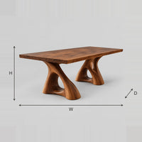 Dining Table With Twin Sculpted Loop Pedestals dimension diagram with width, height and depth