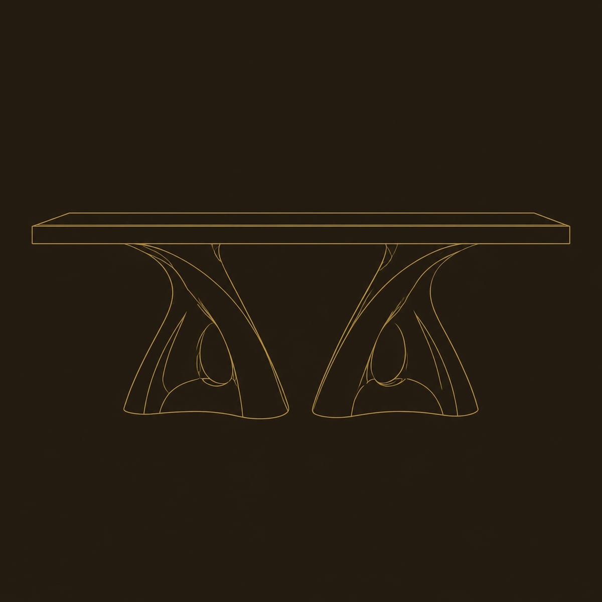Dining Table With Twin Sculpted Loop Pedestals dimension diagram