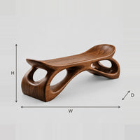 Dished Seat Bench With Oval Cutout Legs And Lifted Ends dimension diagram with width, height and depth