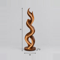 Double Twist Floor Lamp With Intertwined Glowing Wood Ribbons dimension diagram with width, height and depth