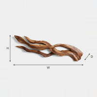 Driftline Wall Sculpture, Streaming Strands Shaped by Hand dimension diagram with height, width and depth