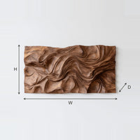 Dune Textured Wall Relief in Rectangular Solid Hardwood dimension diagram with height, width and depth