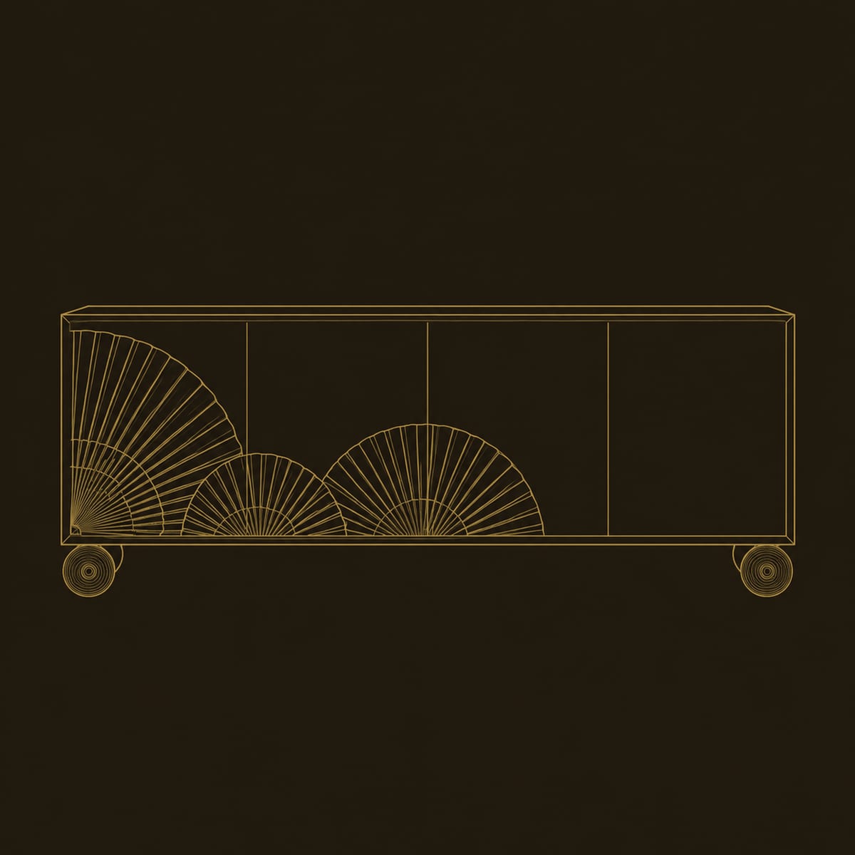 Fan Carved Sideboard With Four Door Fronts And Ball Feet dimension diagram