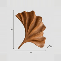Fan Leaf Wall Art Sculpted Relief Wood Panel dimension diagram with width and height