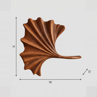 Fan Leaf Wall Art With Carved Ribs And A Small Display Ledge dimension diagram with width and height