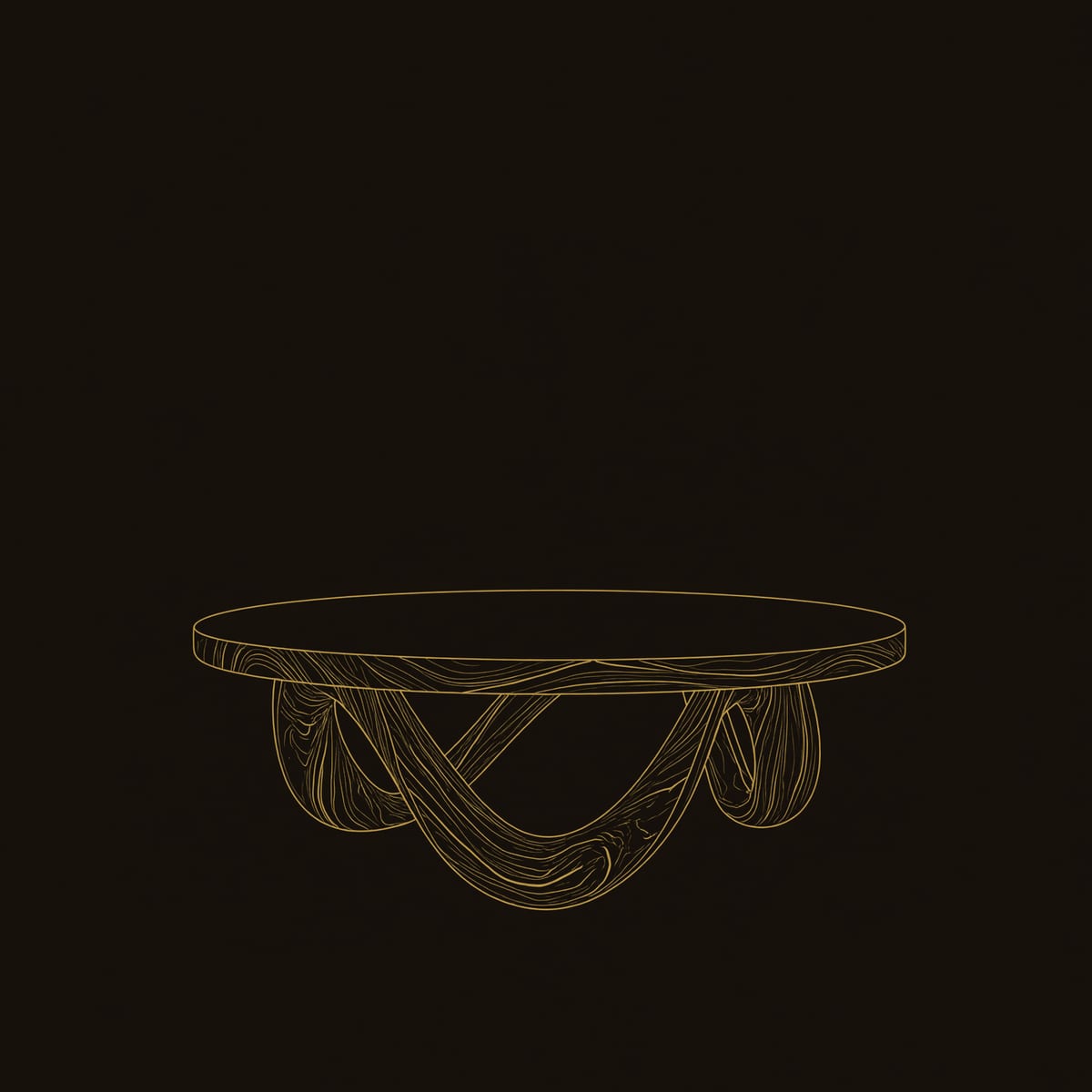 Figure Eight Base Coffee Table in Solid Hardwood dimension diagram
