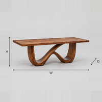 Figure Eight Base Dining Table With Smooth Rectangular Top dimension diagram with width, height and depth