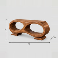 Figure Eight Console Table With Two Oval Openings dimension diagram with width, height and depth