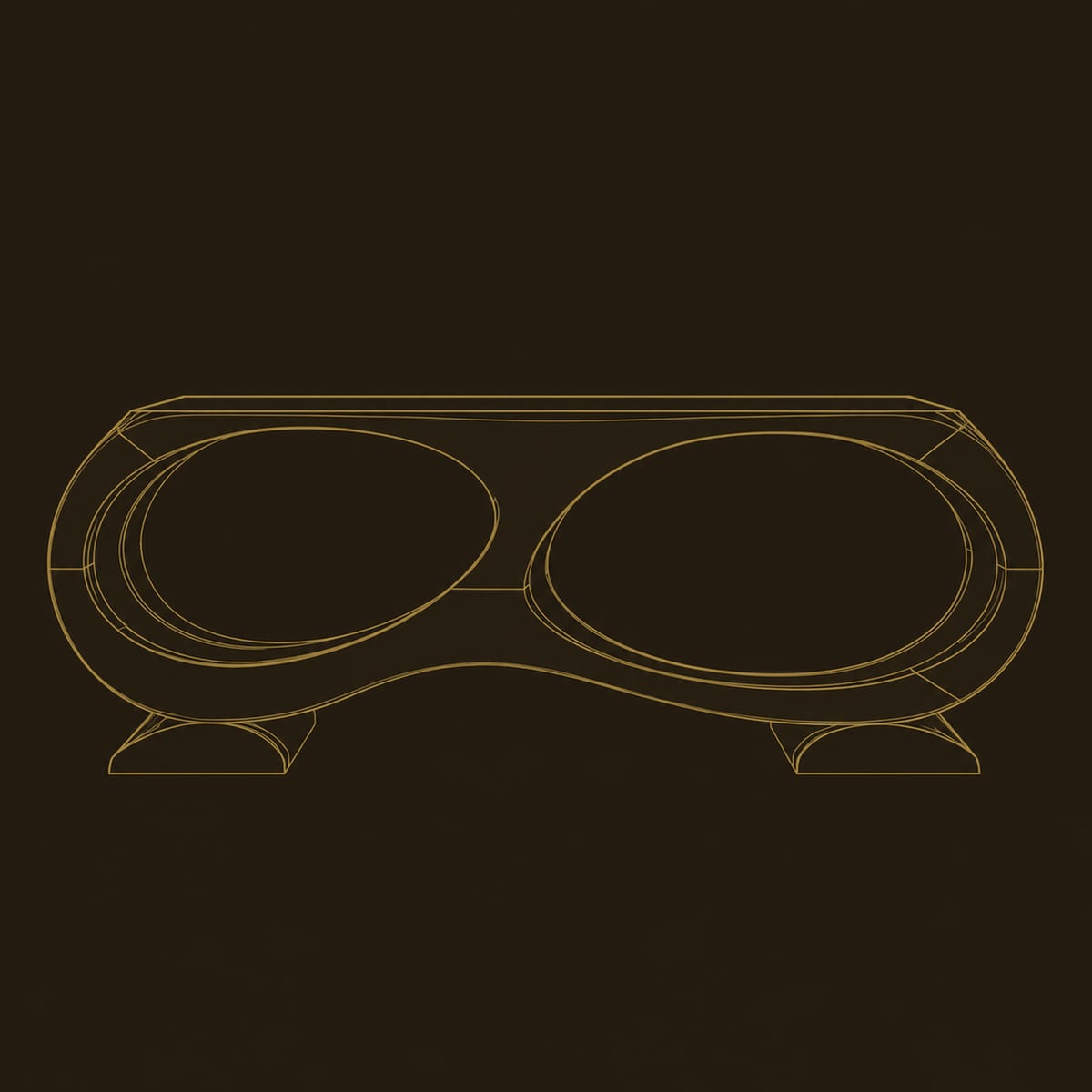 Figure Eight Console Table With Two Oval Openings dimension diagram