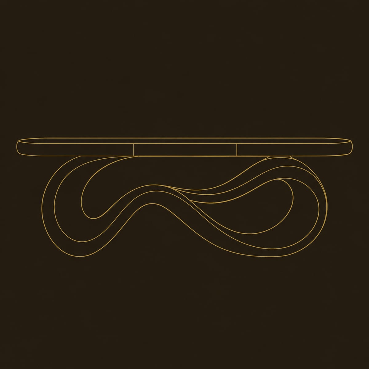 Figure Eight Loop Bench With A Smooth Wide Wooden Seat dimension diagram