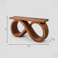 Figure Eight Loop Console Table With Wide Plank Top dimension diagram with width, height and depth
