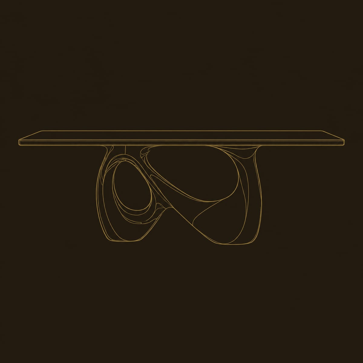 Figure Eight Loop Dining Table With Sculpted Single Base dimension diagram