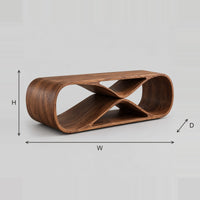 Figure Eight Record Console With Open Looping Body dimension diagram with width, height and depth