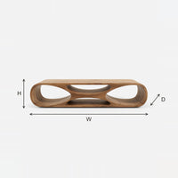 Figure Eight TV Stand Carved as One Low Loop dimension diagram with height, width and depth