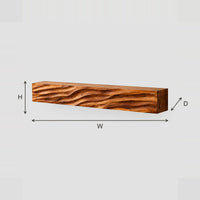 Fireplace Mantel Beam With Deep Carved Wave Relief Front dimension diagram with width, height and depth