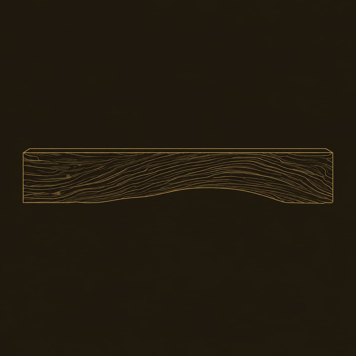 Fireplace Mantel With Carved Flowing Grain And Wavy Lower Edge dimension diagram