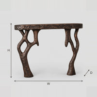 Fireplace Mantel With Carved Top Slab And Twisted Branch Legs dimension diagram with width, height and depth