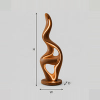 Flame Shaped Floor Lamp With A Glowing Edge And Small Shelf dimension diagram with width, height and depth