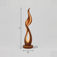 Flame Shaped Floor Lamp With A Glowing Teardrop Opening dimension diagram with width, height and depth
