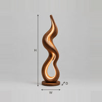 Flame Shaped Floor Lamp With Glowing Loop On Disc Base dimension diagram with width, height and depth