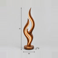 Flame Shaped Floor Lamp With Layered Wood Ribbons And Soft Glow dimension diagram with width, height and depth