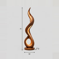 Flame Shaped Floor Lamp With Open Loop Base And Inner Glow dimension diagram with width, height and depth