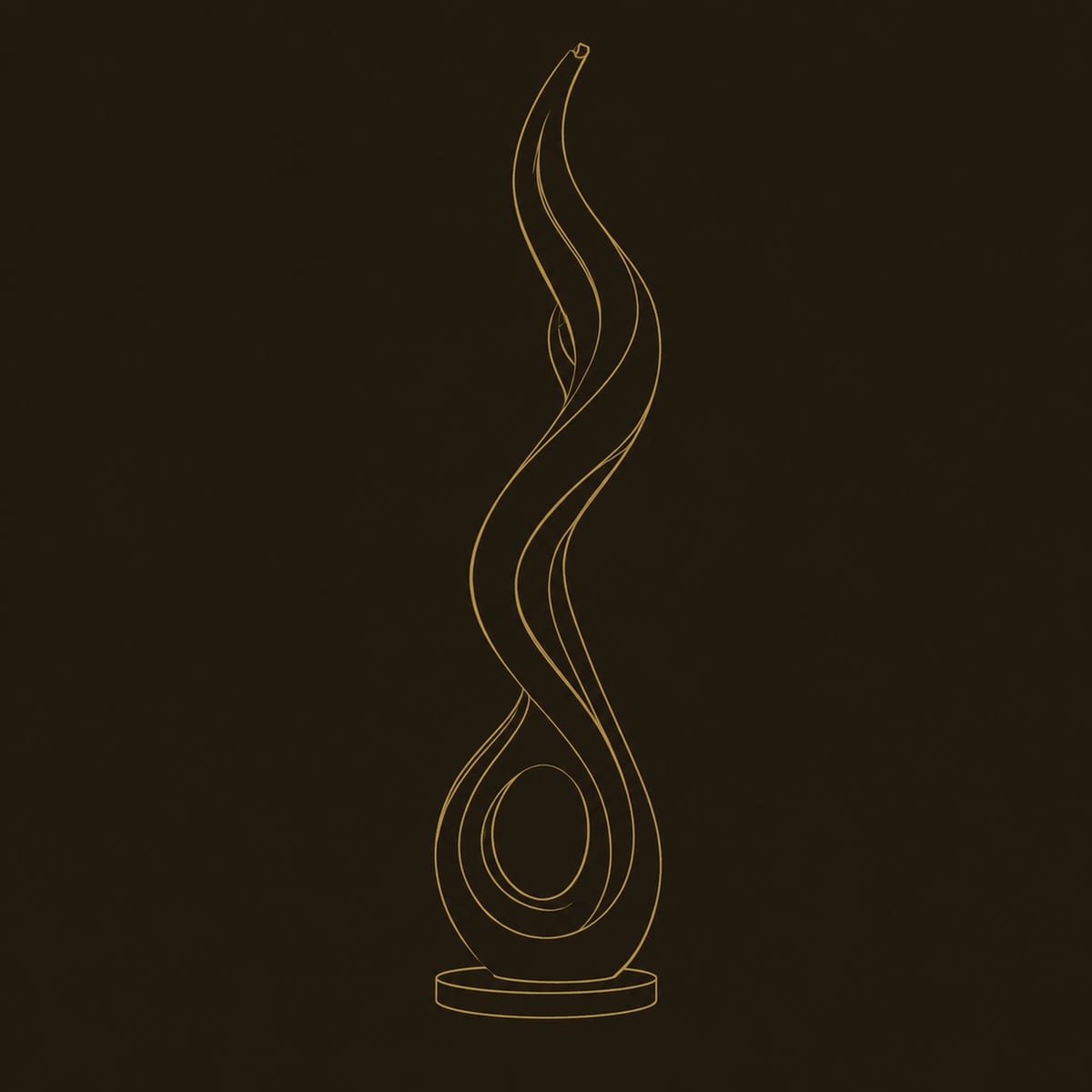 Flame Shaped Floor Lamp With Open Loop Base And Inner Glow dimension diagram