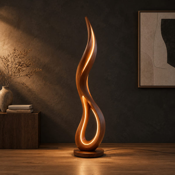 Flame Shaped Floor Lamp With Open Teardrop Loop