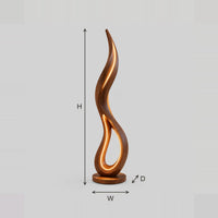 Flame Shaped Floor Lamp With Open Teardrop Loop dimension diagram with width, height and depth