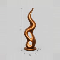 Flame Shaped Lamp With Glowing Edge Line And Open Loops dimension diagram with width, height and depth
